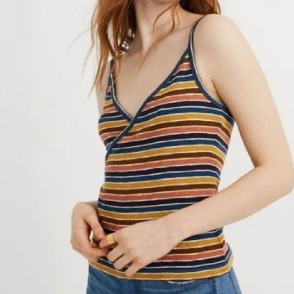 Madewell Wrap Cami Top in Stripe - Multi color - Size Medium - Picture 1 of 7